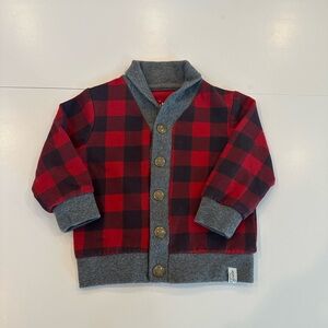 4/20$ Red and Black Plaid Baby Cardigan Sweater size 6 months